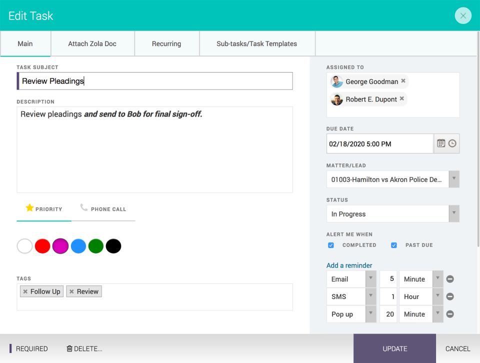 screenshot of CARET Legal